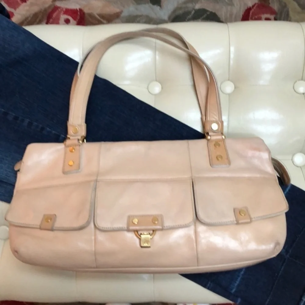 Vintage Hilfiger genuine “loved leather” utility handbag, zip top